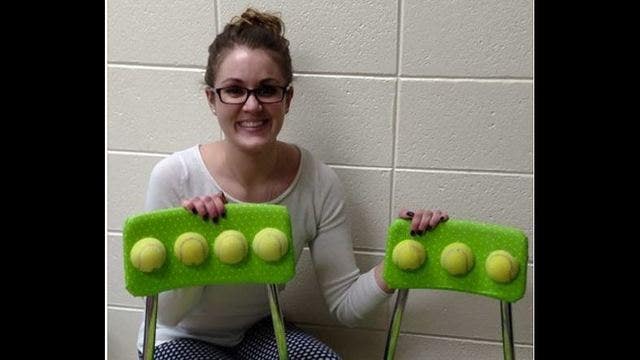 Teacher makes tennis ball chair to help students with autism