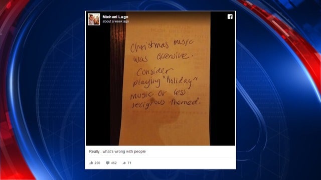 LOOK: Customer leaves restaurant owner shocking note about Christmas music