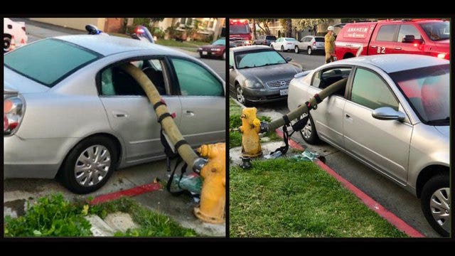 Anaheim Fire & Rescue demonstrates why hydrants are no-parking zones
