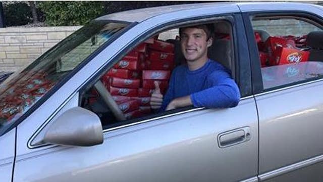 Student's car filled with 6,500 Kit Kat bars