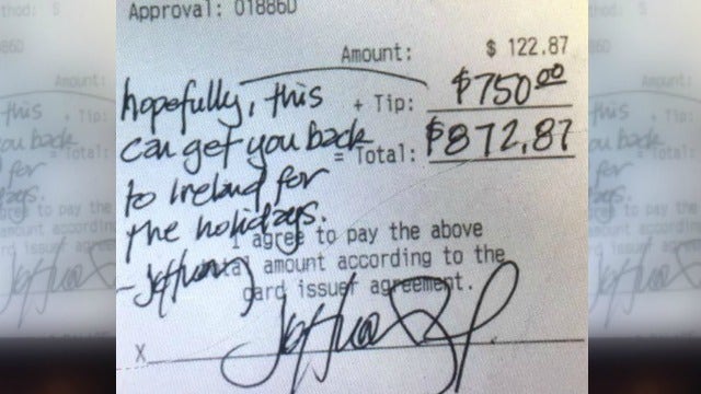 Expectant dad receives generous tip at work
