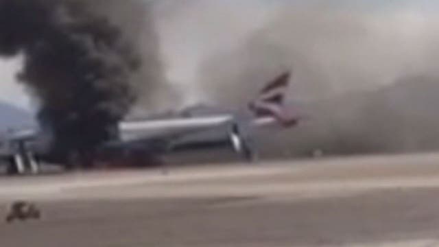 British Airways plane catches fire on Las Vegas runway