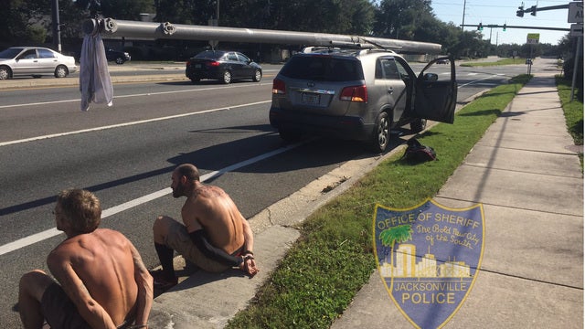 Two men arrested for trying to steal power pole