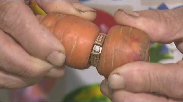 Woman's long-lost diamond ring found on carrot in garden