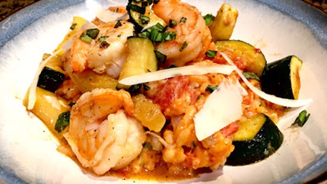 Good Day Gourmet: Tomato basil risotto with shrimp and summer squash