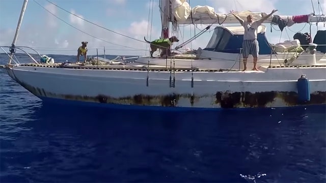Navy rescues women, dogs lost at sea for months