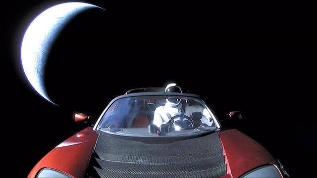 Earth now in Starman's rear-view mirror