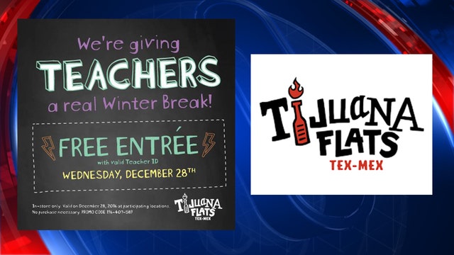Free meals for teachers at Tijuana Flats Wednesday