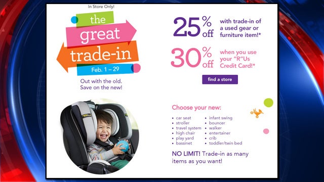 Toys R Us baby gear trade-in event returns
