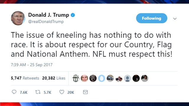 President Trump tweets reaction to NFL players' protest