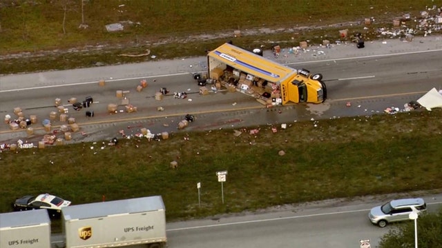 Truck filled with donations for Venezuela wrecks near Miami