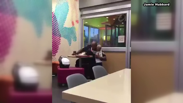 Shy 3-year-old hugs Fort Worth police officer