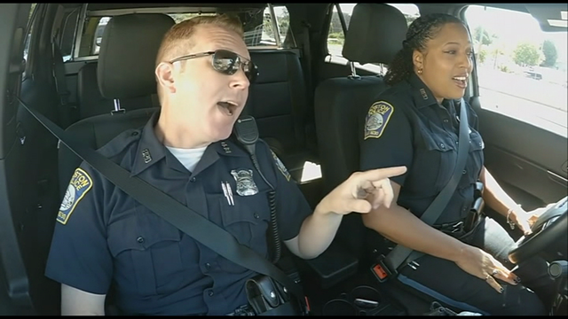 Video: Officers sing patriotic tune in 'Cop Pool Karaoke'