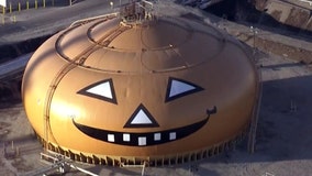 Massive tank transformed into pumpkin for Halloween