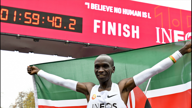 Kenya's Eliud Kipchoge becomes first person to shatter 2-hour marathon barrier