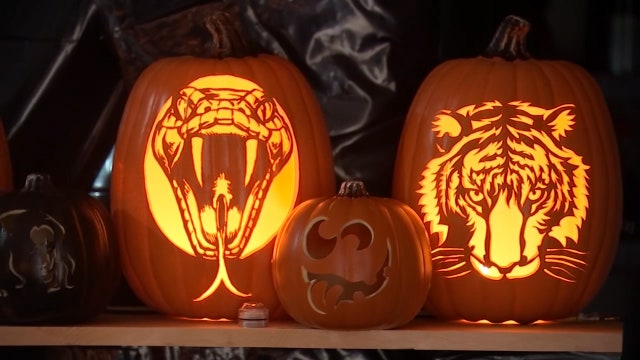 Oregon man turns pumpkin carving hobby into Halloween art display