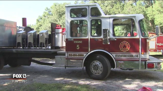 Station House BBQ brings the heat as they cook their meals on board a real fire truck