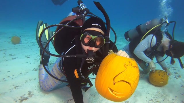 Divers carve pumpkins underwater for Florida Keys contest