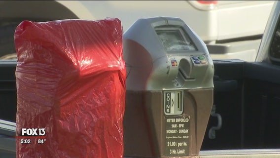 Vandal damages more parking meters with foam sealant in downtown St. Pete