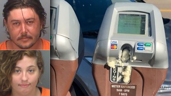 Police: 2 arrested for damaging dozens of parking meters with foam sealant in St. Pete