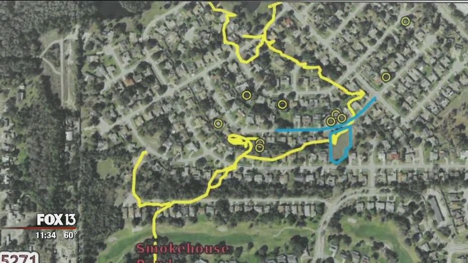 map of cave system under neighborhood