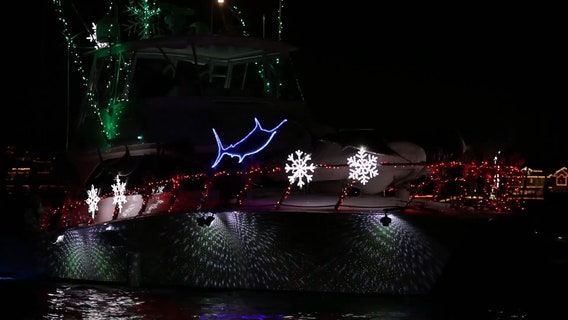 Dashing through the...sea? Santa's sleigh among displays at Newport Beach Christmas Boat Parade