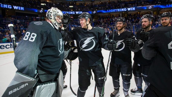 Vasilevskiy has 37 saves as Lightning beat Sharks 7-1