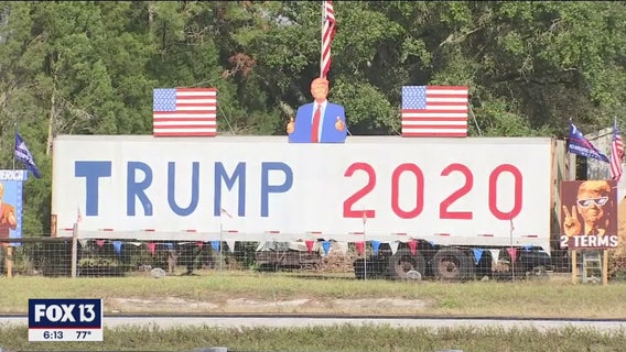 RV repairman erects trailer-sized tribute to President Trump on I-4