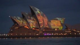 Illuminated Sydney Opera House shows support for those impacted by brushfires