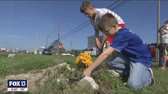 Grieving family says memorial cross on highway was stolen, then dumped