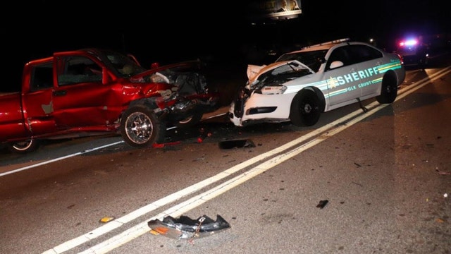 Polk deputies injured after patrol car struck by wrong-way DUI driver