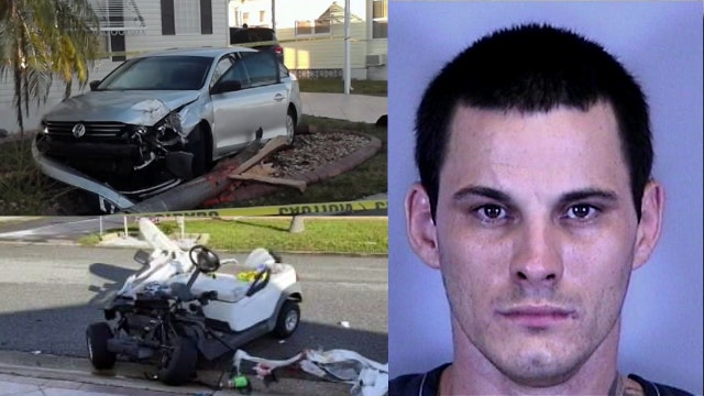 Crime spree: Suspect injures elderly woman on golf cart, vandalizes church, plants tree