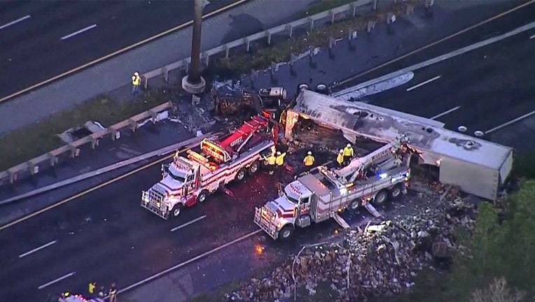 Fiery semi-truck crash closed I-75 for most of Tuesday morning