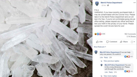Wisconsin police department offers to test meth "contaminated" with the coronavirus
