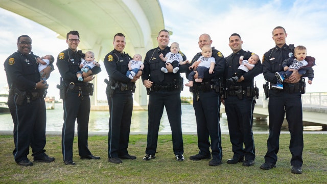Clearwater police celebrate baby boom of 13 kids among nine officers