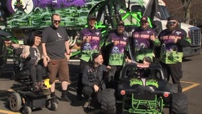 Young Monster Jam fan gifted custom wheelchair
