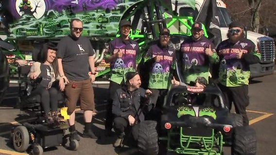 Young Monster Jam fan gifted custom wheelchair