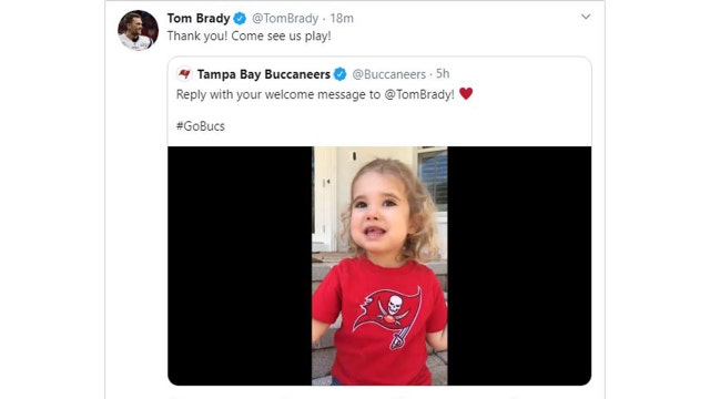 Tom Brady responds to adorable Buccaneer's welcome video