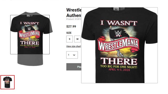 WWE selling 'I Wasn't There' shirts for WrestleMania 36