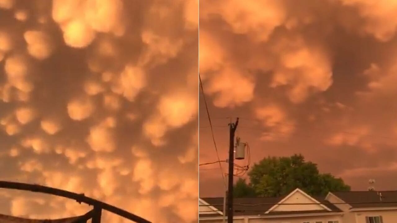 Clouds glow orange after Oklahoma storm, severe weather impacts Houston