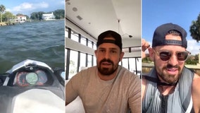 During hockey hiatus, Alex Killorn uses jet ski to visit teammates while bringing social media fans along for the ride