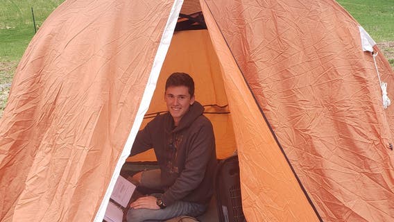 Coronavirus schooling: Military cadet in rural Pennsylvania finishing college classes inside tent