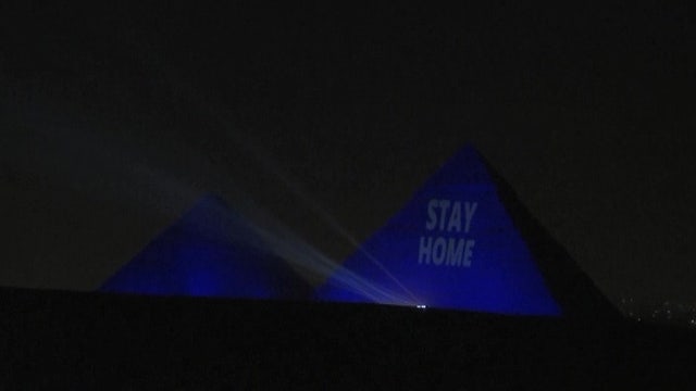 Egypt's pyramid's lit up with virus safety message