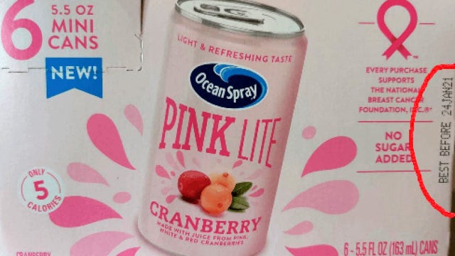 Ocean Spray Cranberries recalls Pink Lite Cranberry Juice drink