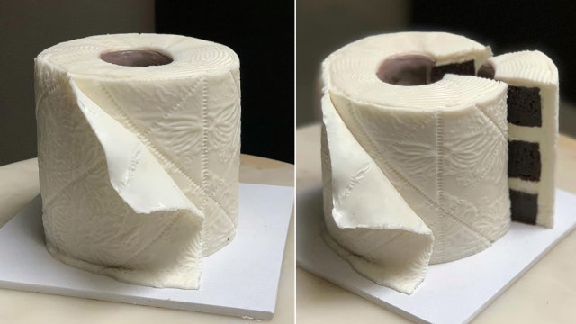 Home baker creates 'stonking' toilet roll cake