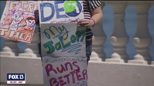 Group protests state unemployment system in Tampa