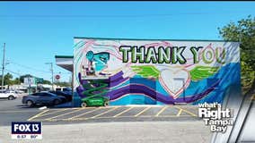 Mural thanking first responders completed in 24 hours