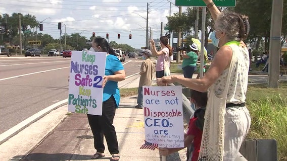 Nurses protest potential layoffs as hospitals cope with costs of pandemic