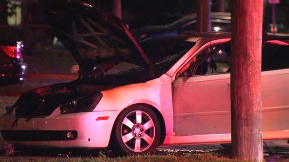 Suspect arrested after stolen car erupts in flames, Tampa police say