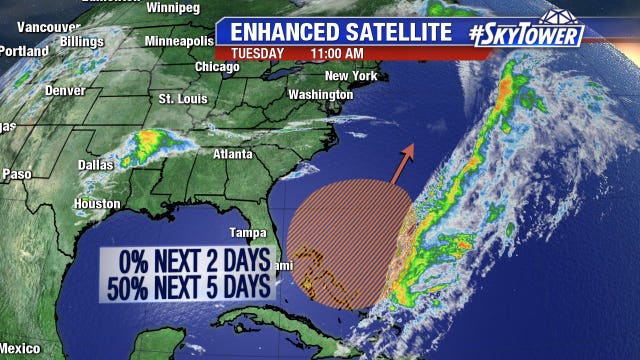NHC already monitoring area of low pressure east of Florida